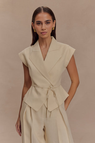 Andina - Linnen top met korte mouwen