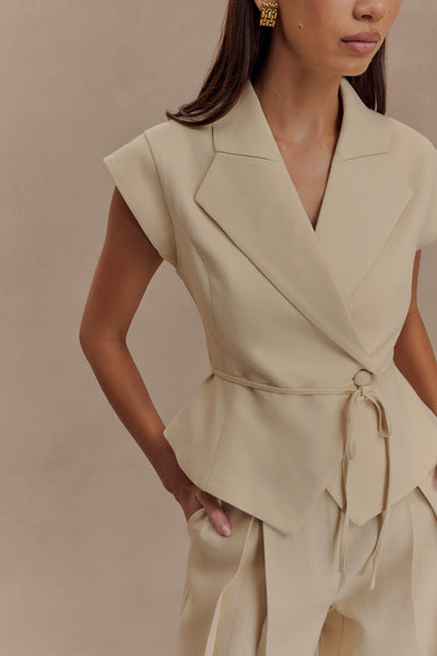 Andina - Linnen top met korte mouwen